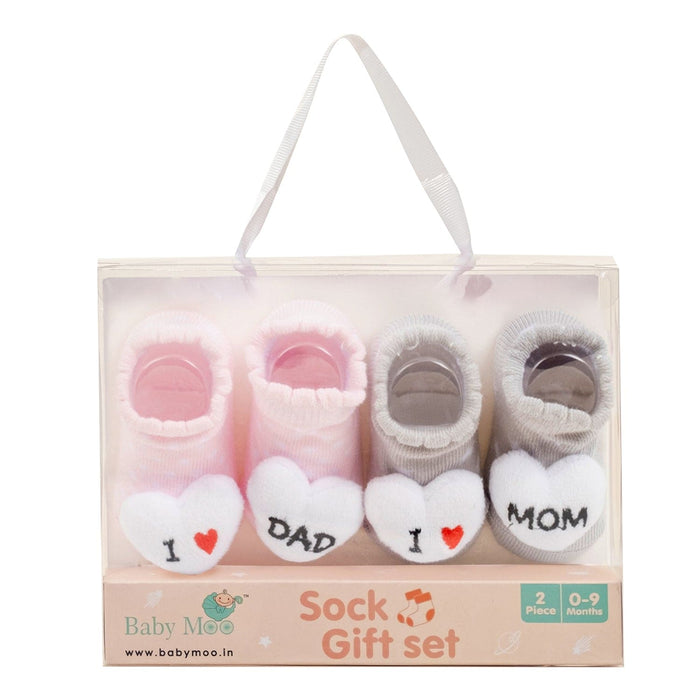 Baby Moo 3D Cotton Ankle Length Fancy Infant Gift Set of 2 Socks Booties
