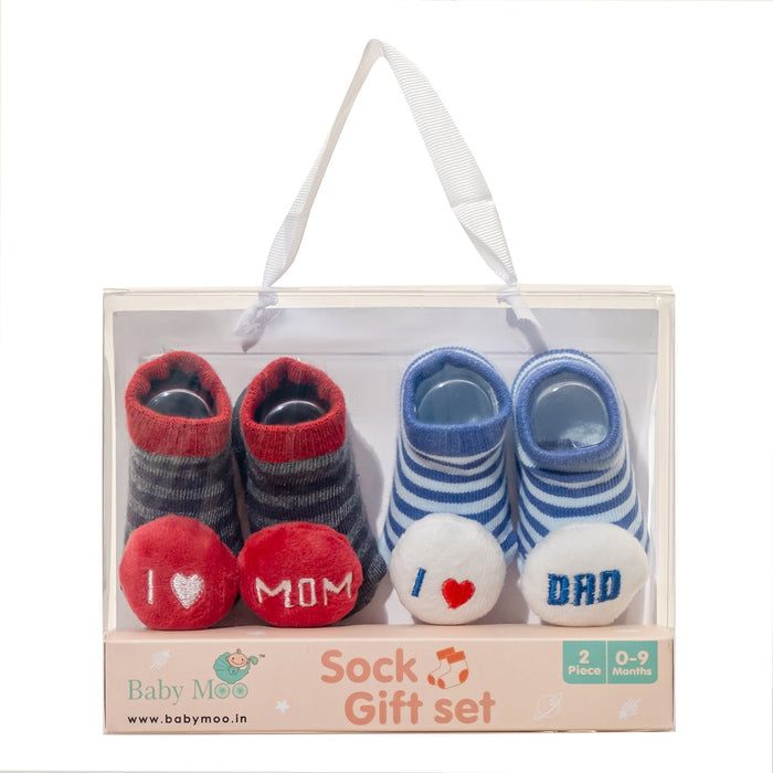Baby Moo 3D Cotton Ankle Length Fancy Infant Gift Set of 2 Socks Booties