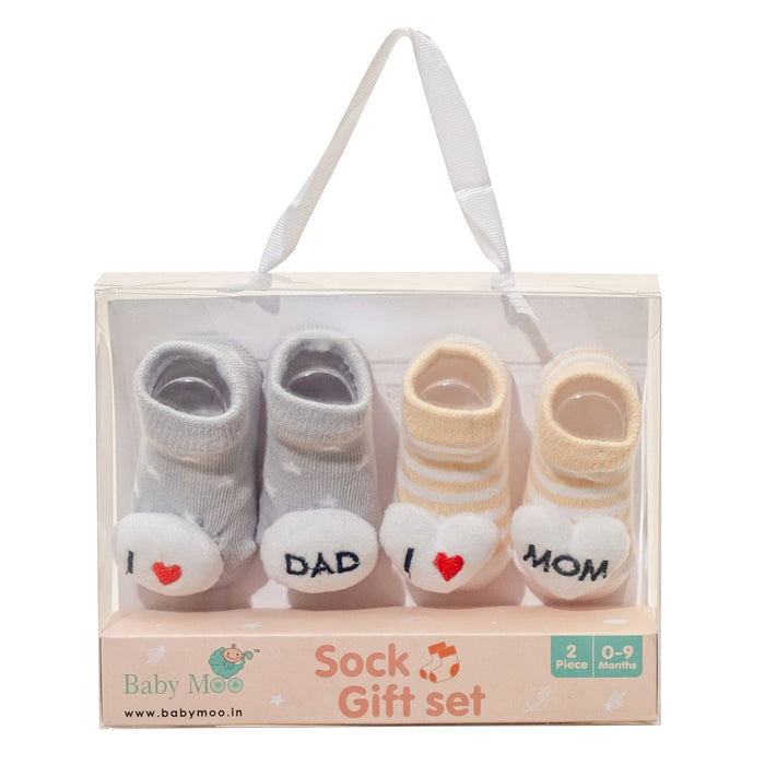 Baby Moo 3D Cotton Ankle Length Fancy Infant Gift Set of 2 Socks Booties