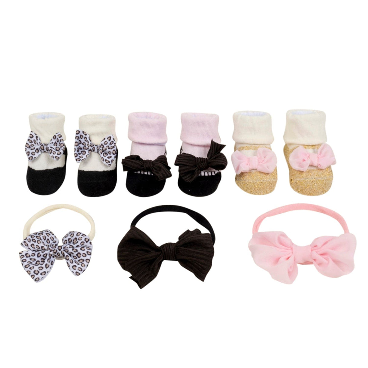 Baby Moo Infant Girl 6-Piece Gift Hairband And Socks Set