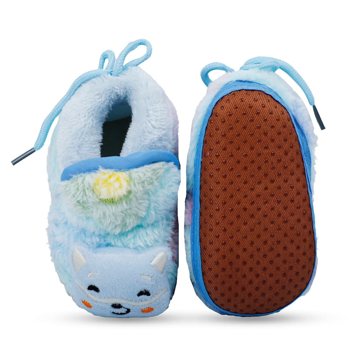 Baby Moo Kitten Mitten 3D Rattle Warm Anti Skid Booties Blue