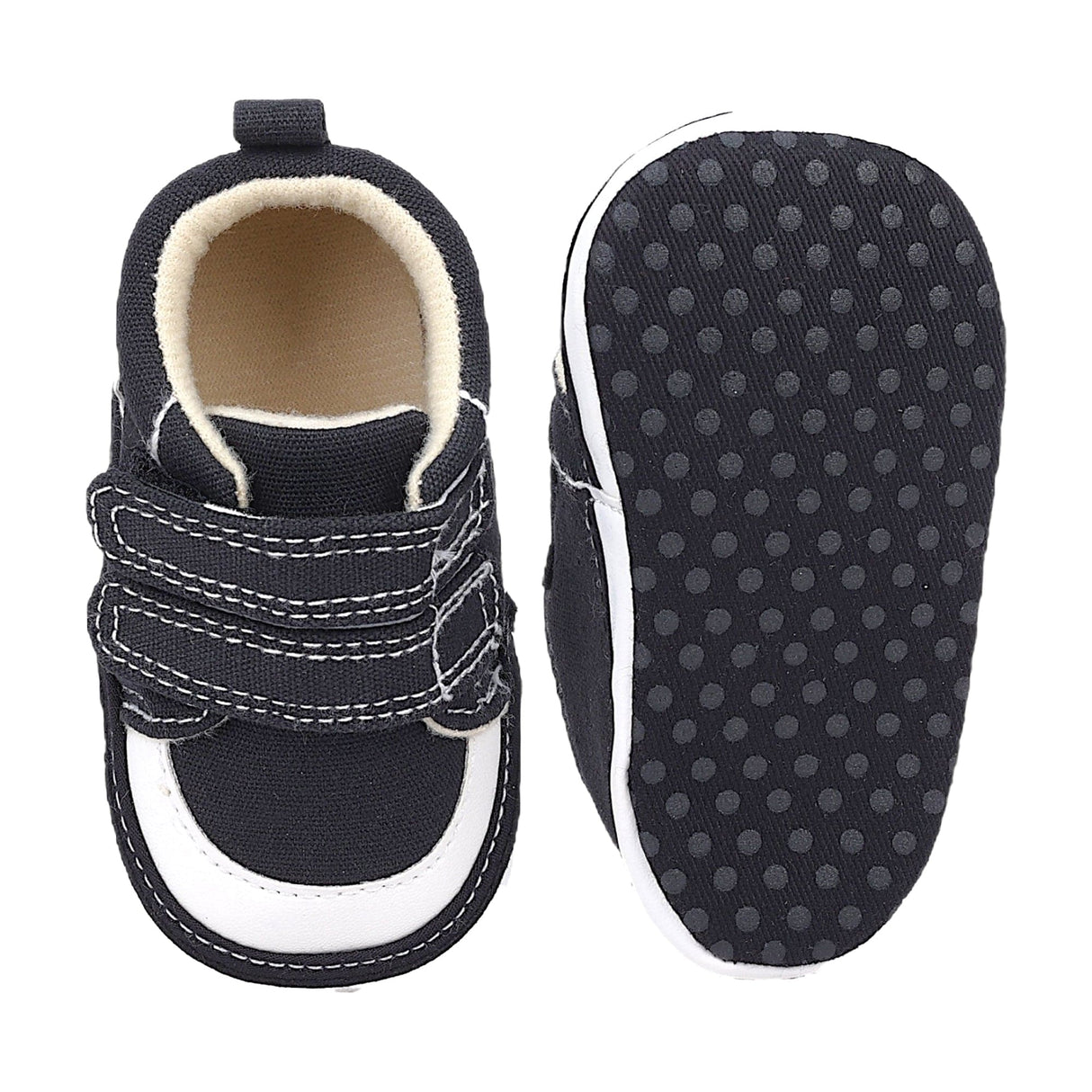 Baby Moo Casual Hook Loop Anti Skid Classic Canvas Sneakers Black
