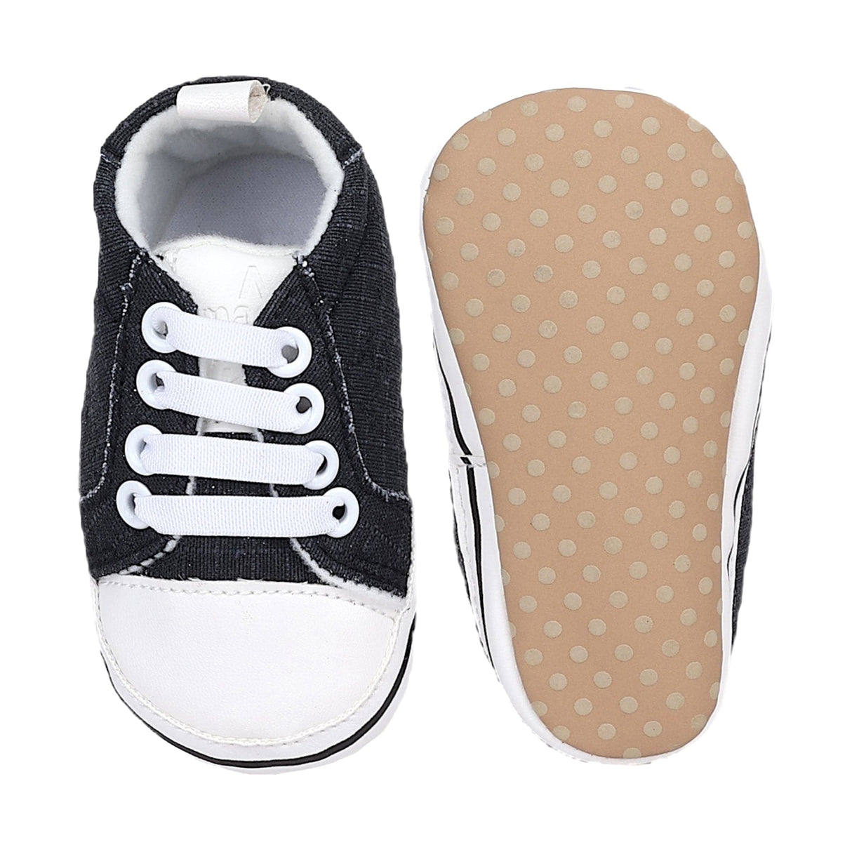 Baby Moo Laceup Design Anti Skid Jute Sneakers Beige And White