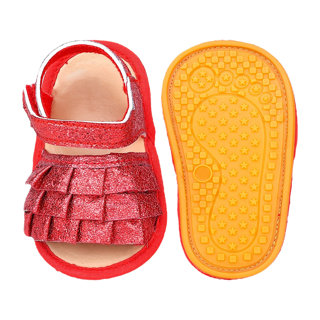 Baby Moo Frilly Glitter Partywear Velcro Straps Anti-Skid Sandals