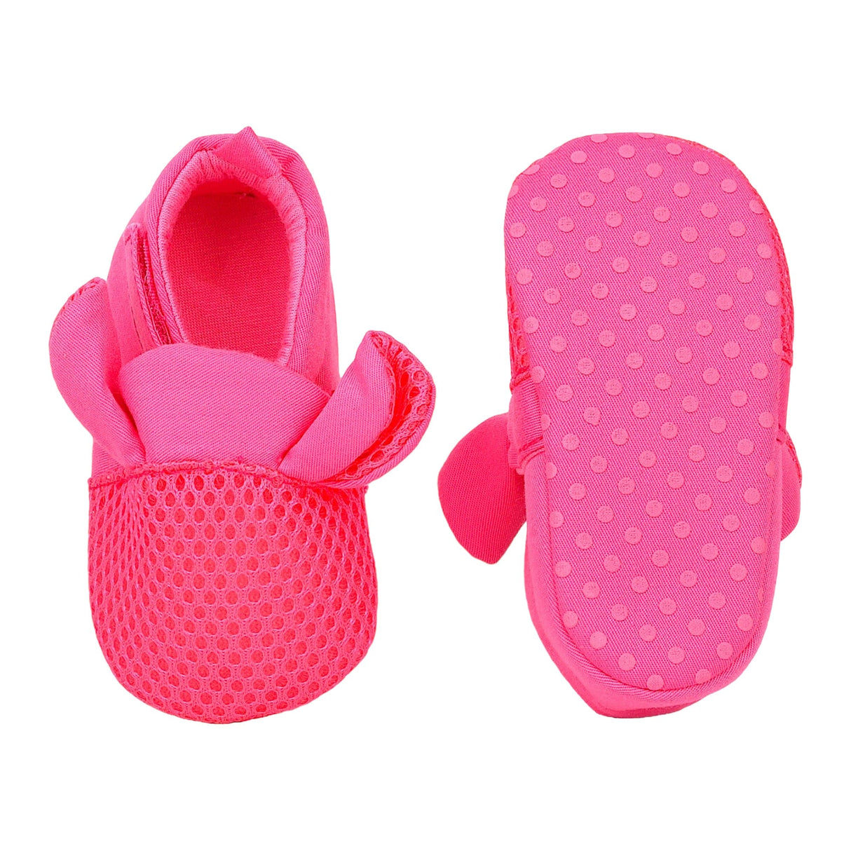 Baby Moo Cute Textured Velcro Straps Anti Skid Booties Pink
