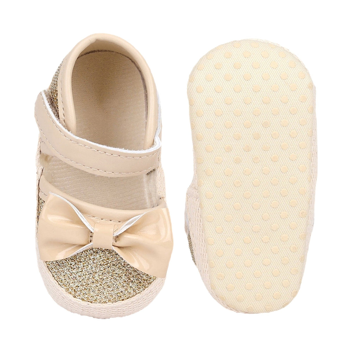 Baby Moo Glittery Partywear Bow Velcro Strap Anti-Skid Sandals