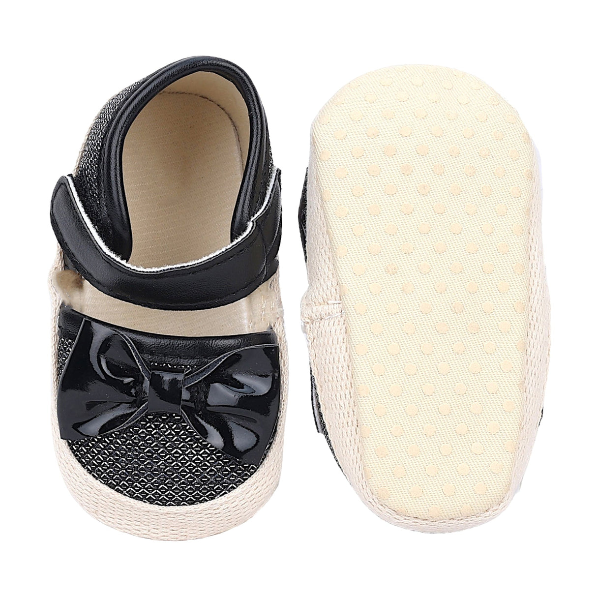 Baby Moo Glittery Partywear Bow Velcro Strap Anti-Skid Sandals