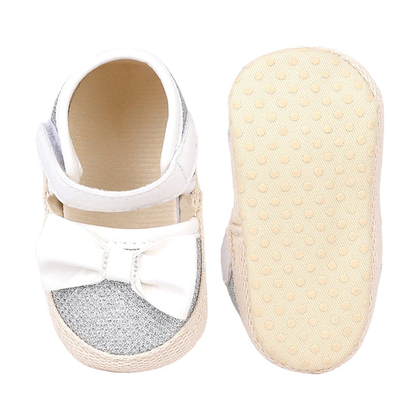 Baby Moo Glittery Partywear Bow Velcro Strap Anti-Skid Sandals