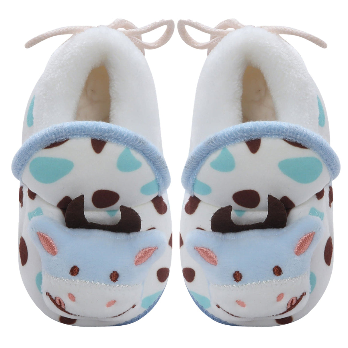 Baby Moo 3D Cow Abstract Spots Soft Slip-On Anti-Skid Plush Warm Booties