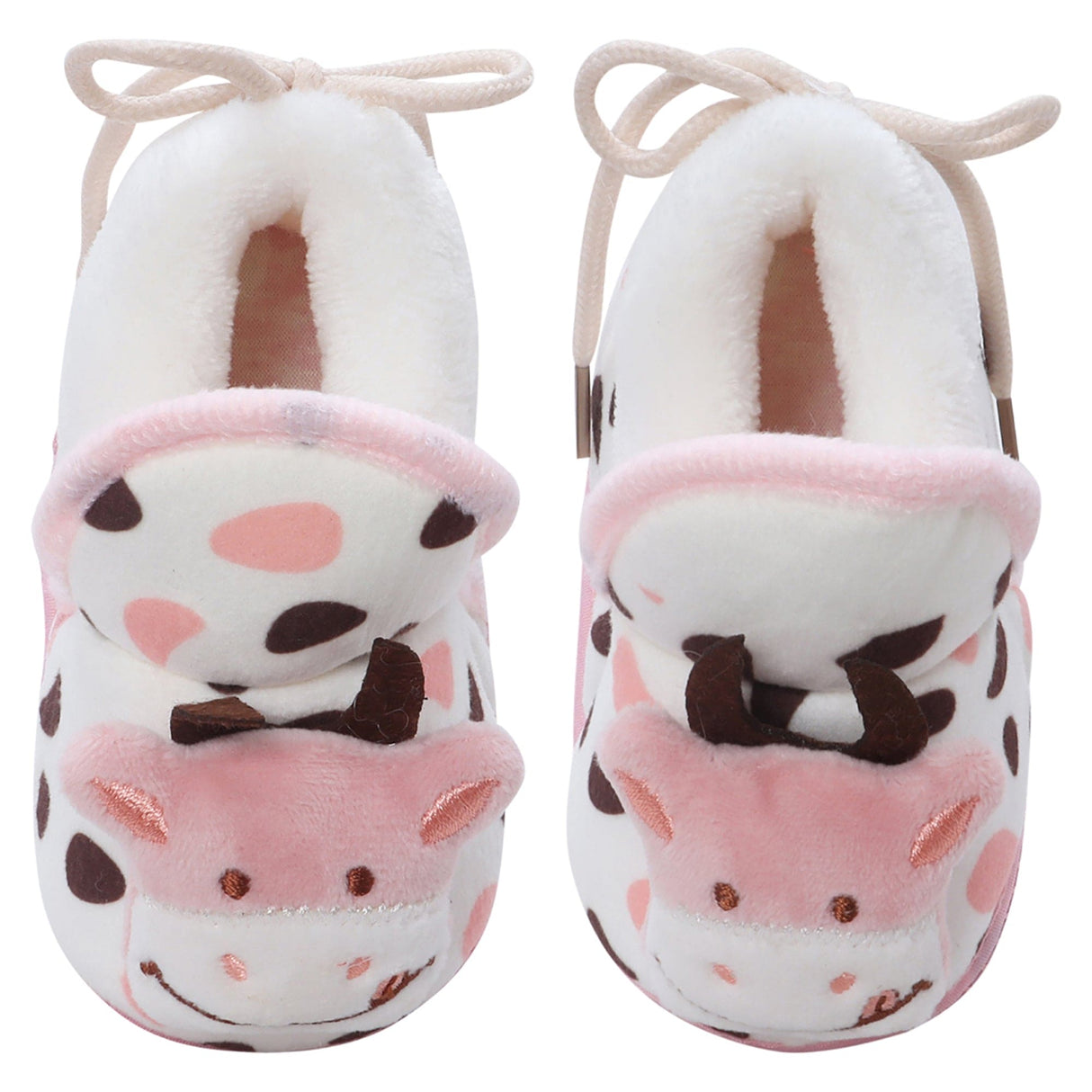 Baby Moo 3D Cow Abstract Spots Soft Slip-On Anti-Skid Plush Warm Booties