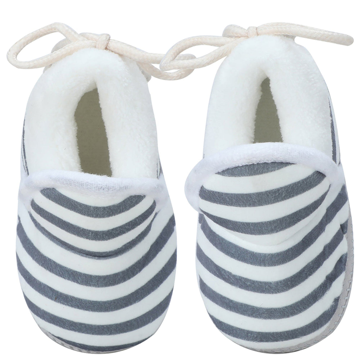 Baby Moo Striped Soft Slip-On Anti-Skid Plush Warm Booties