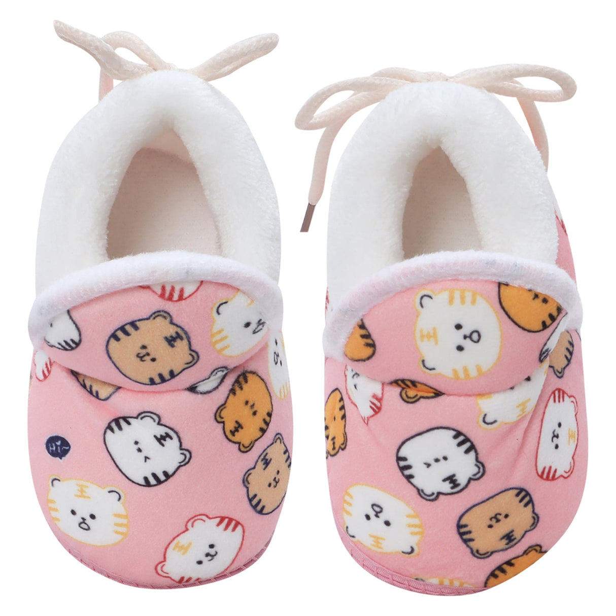 Baby Moo Kitty Face Printed Soft Slip-On Anti-Skid Plush Warm Booties