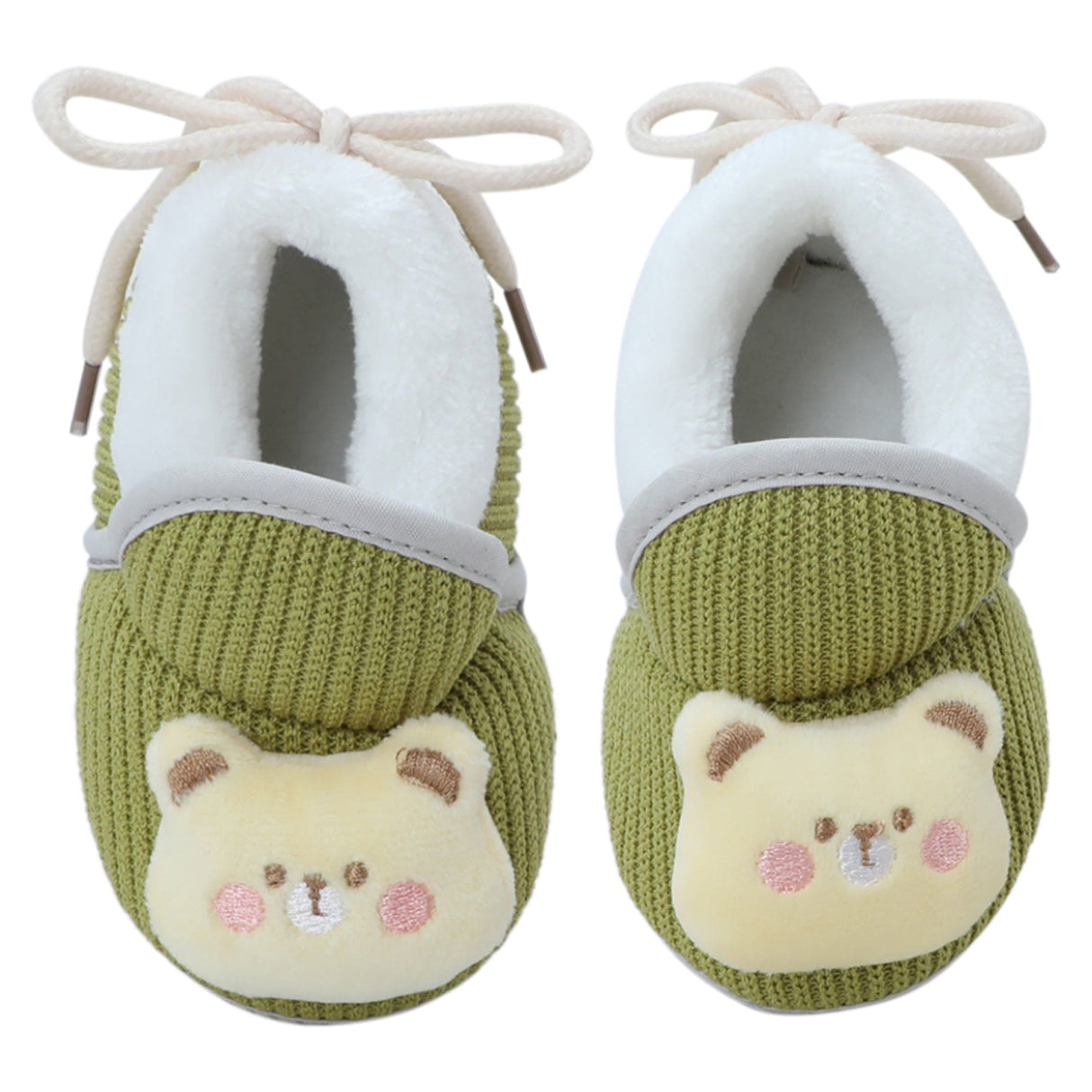 Baby Moo 3D Kitty Ribbed Soft Slip-On Anti-Skid Plush Warm Booties