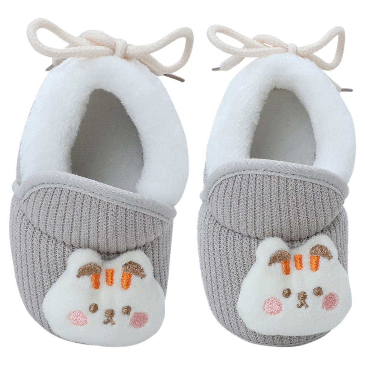 Baby Moo 3D Kitty Ribbed Soft Slip-On Anti-Skid Plush Warm Booties