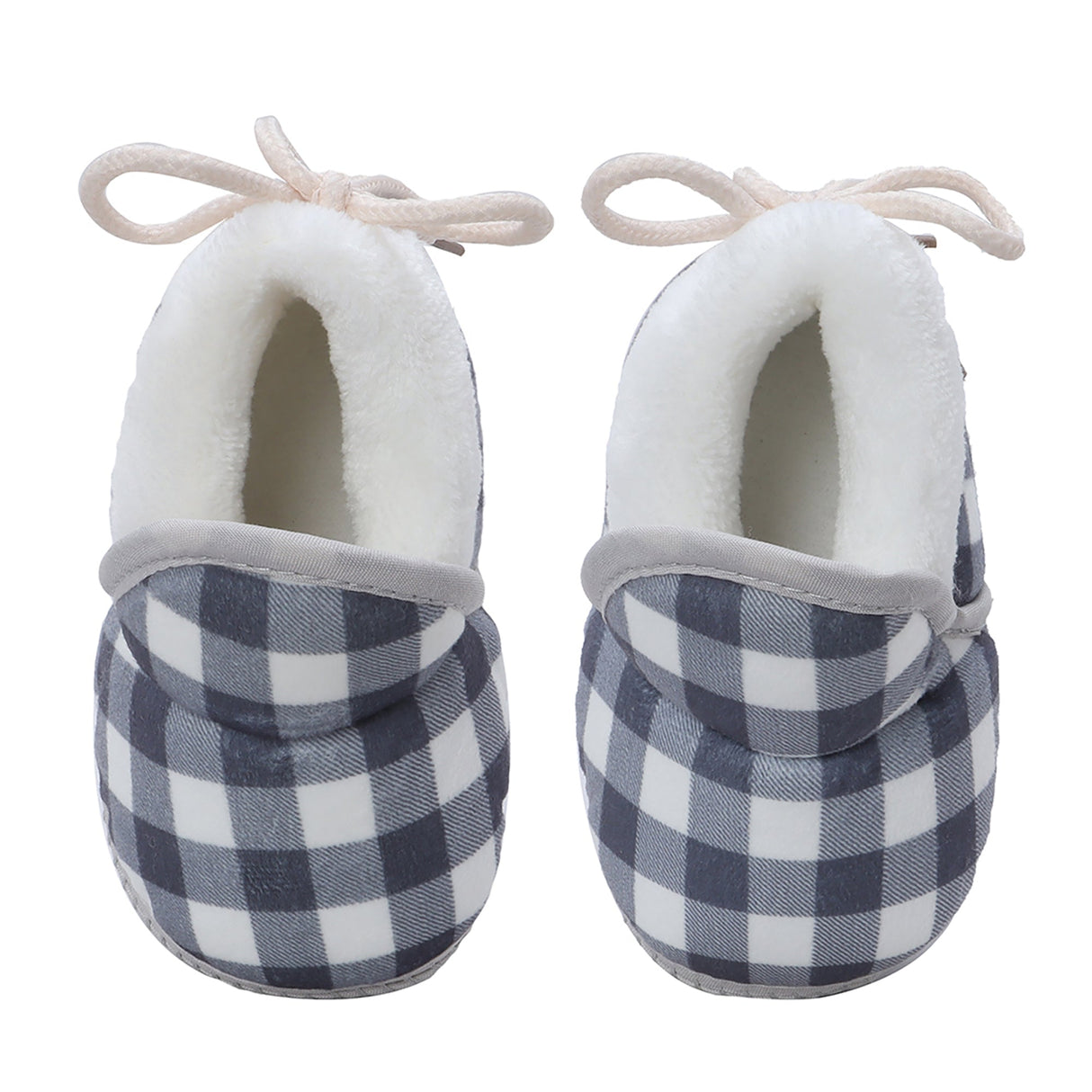 Baby Moo Checked Soft Slip-On Anti-Skid Plush Warm Booties