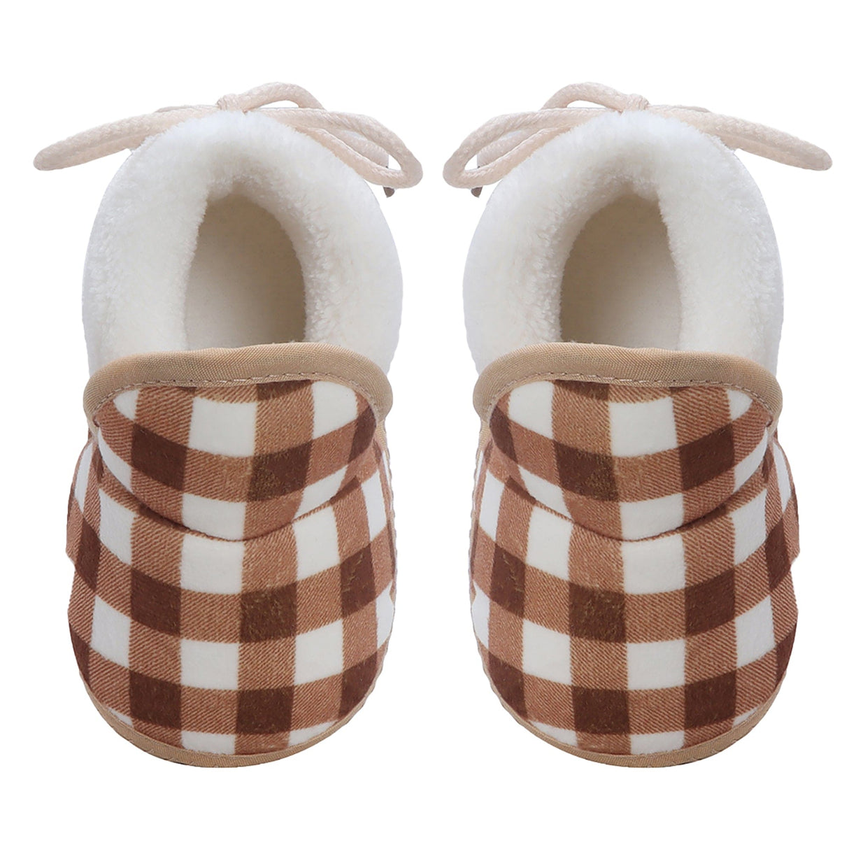 Baby Moo Checked Soft Slip-On Anti-Skid Plush Warm Booties