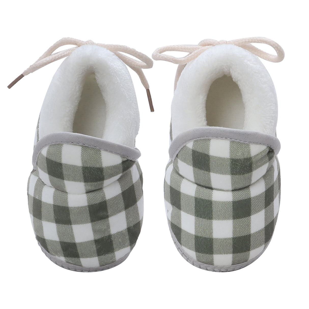Baby Moo Checked Soft Slip-On Anti-Skid Plush Warm Booties