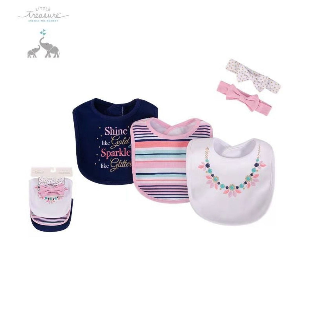 Hudson Baby Adorable Premium Bibs And Hairband Set