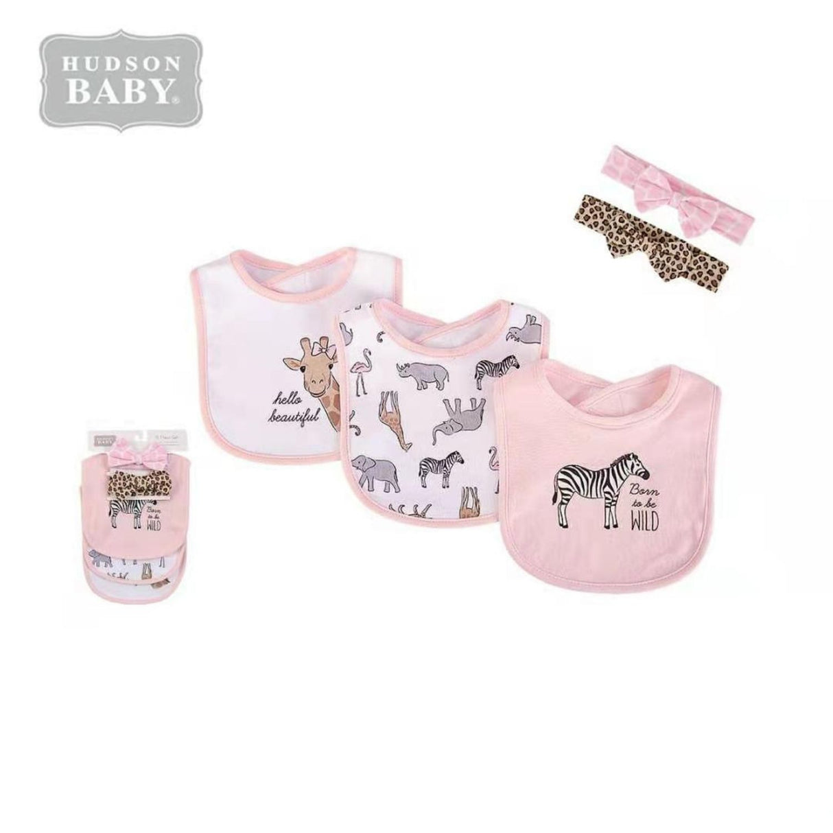 Hudson Baby Stylish Premium Bibs And Hairband Set