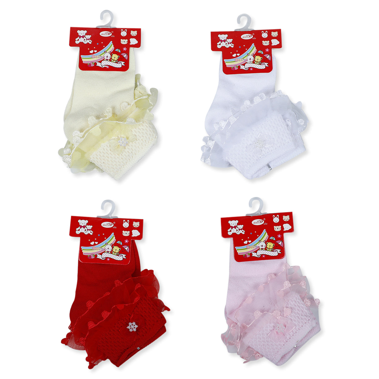 Elegant Star Frill Girls Cotton Socks