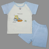 Construction Vehicle Infant Half Sleeve Top And Bottom Baba Suit