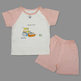 Construction Vehicle Infant Half Sleeve Top And Bottom Baba Suit