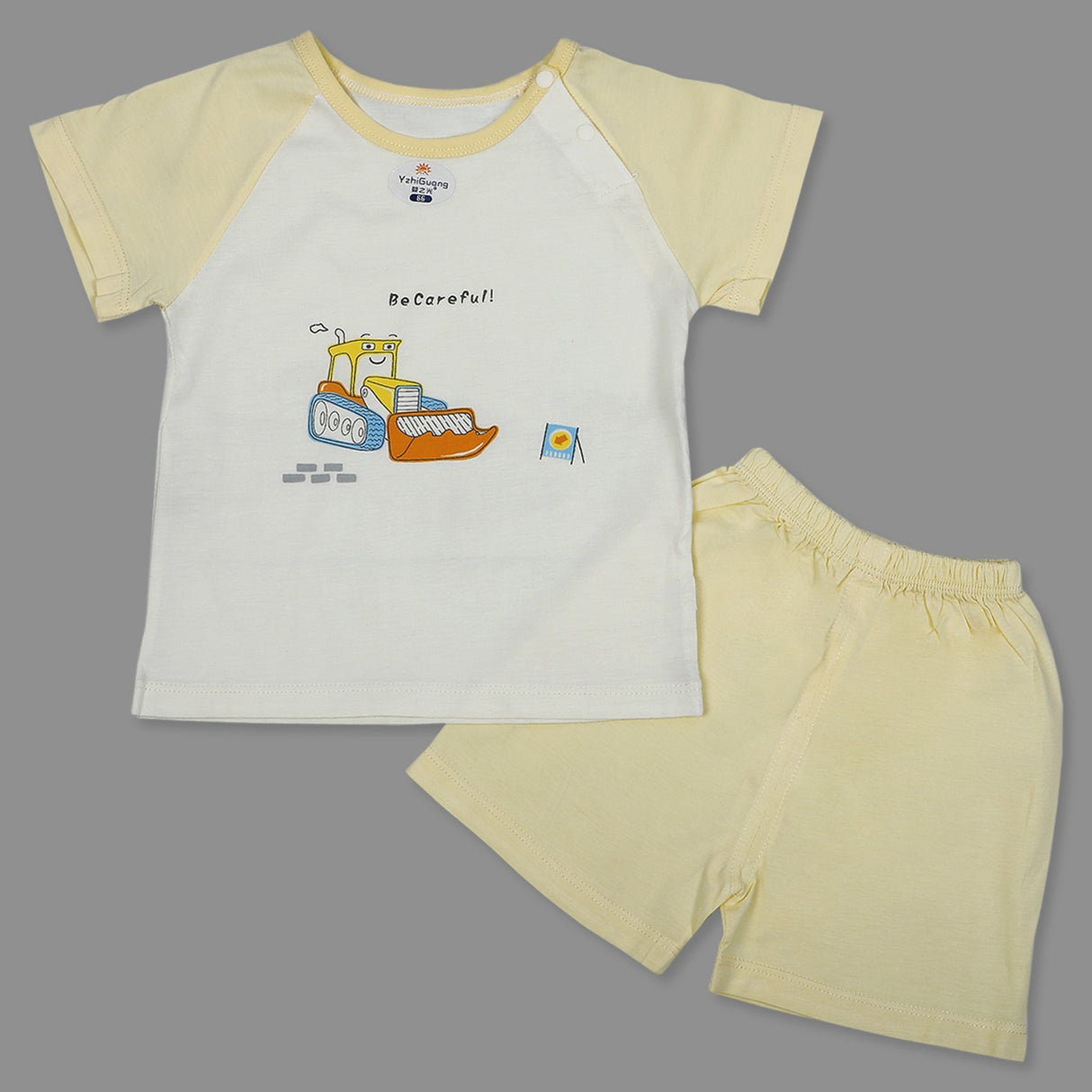 Construction Vehicle Infant Half Sleeve Top And Bottom Baba Suit