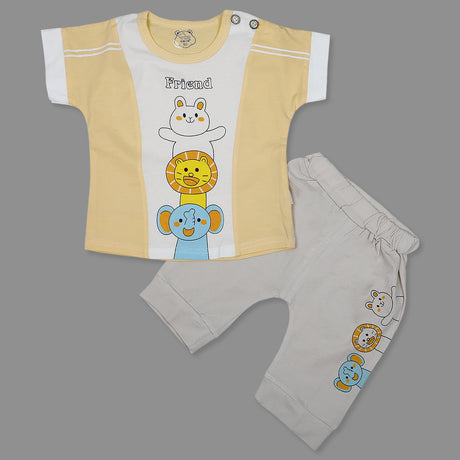 Animal Tale Infant Half Sleeve Top And Bottom Baba Suit