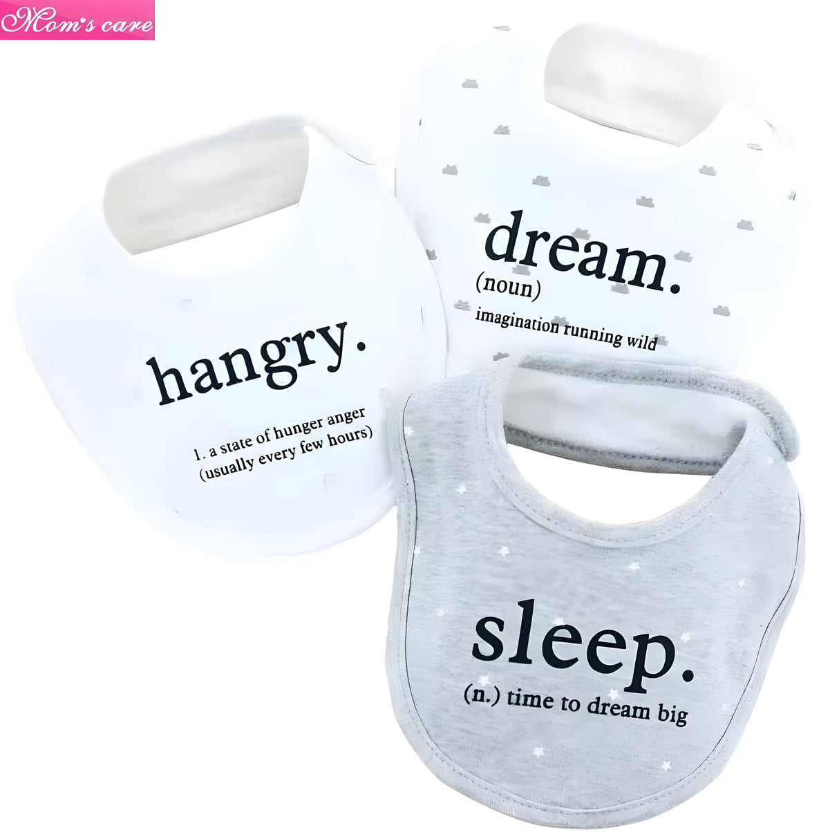 Moms Care Durable And Fashionable Pack Of 3 Cotton Bibs
