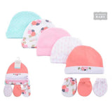 Hudson Baby Premium High Quality Cotton Caps And Mittens Set