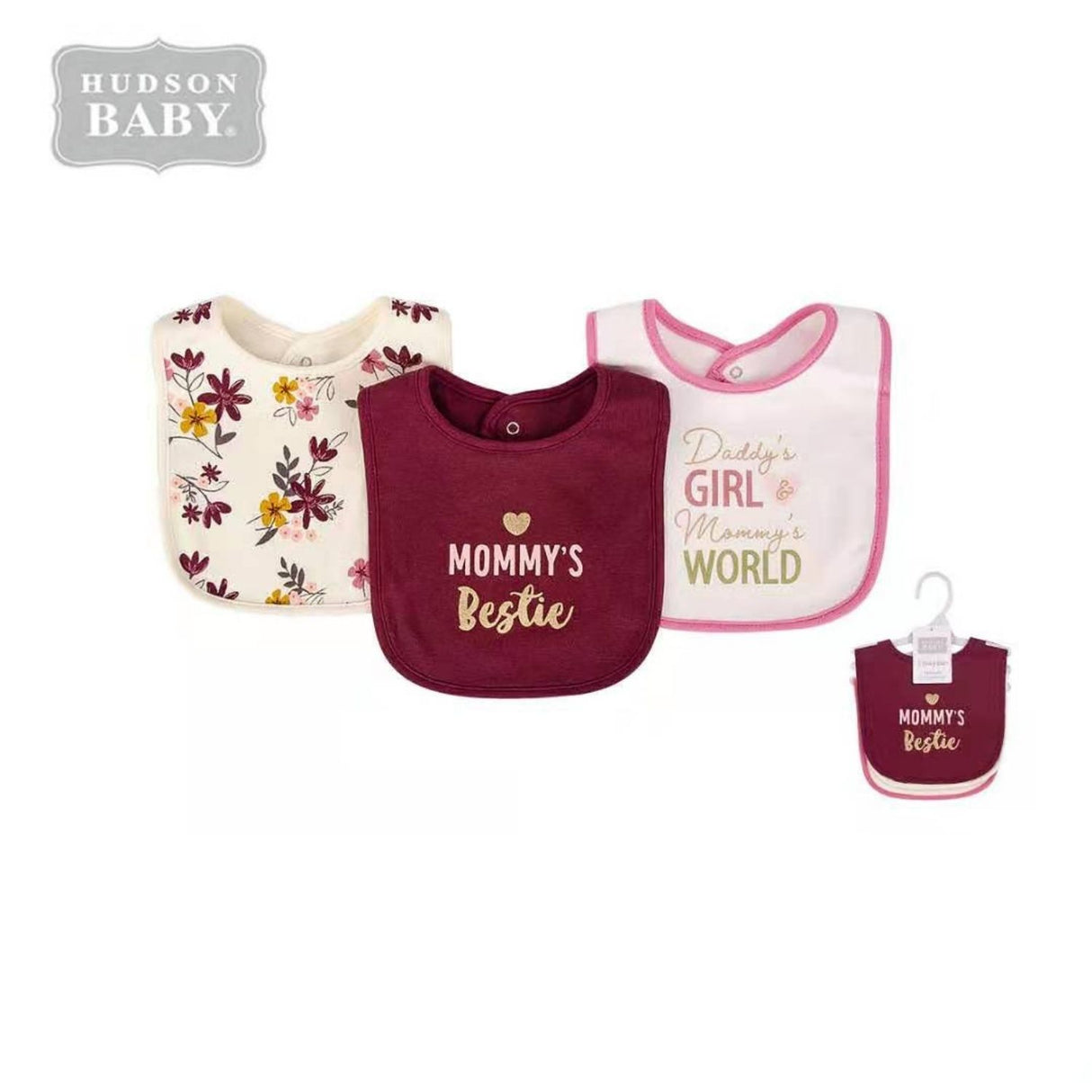 Hudson Baby Mommy's Bestie Pack Of 3 Cotton Bibs