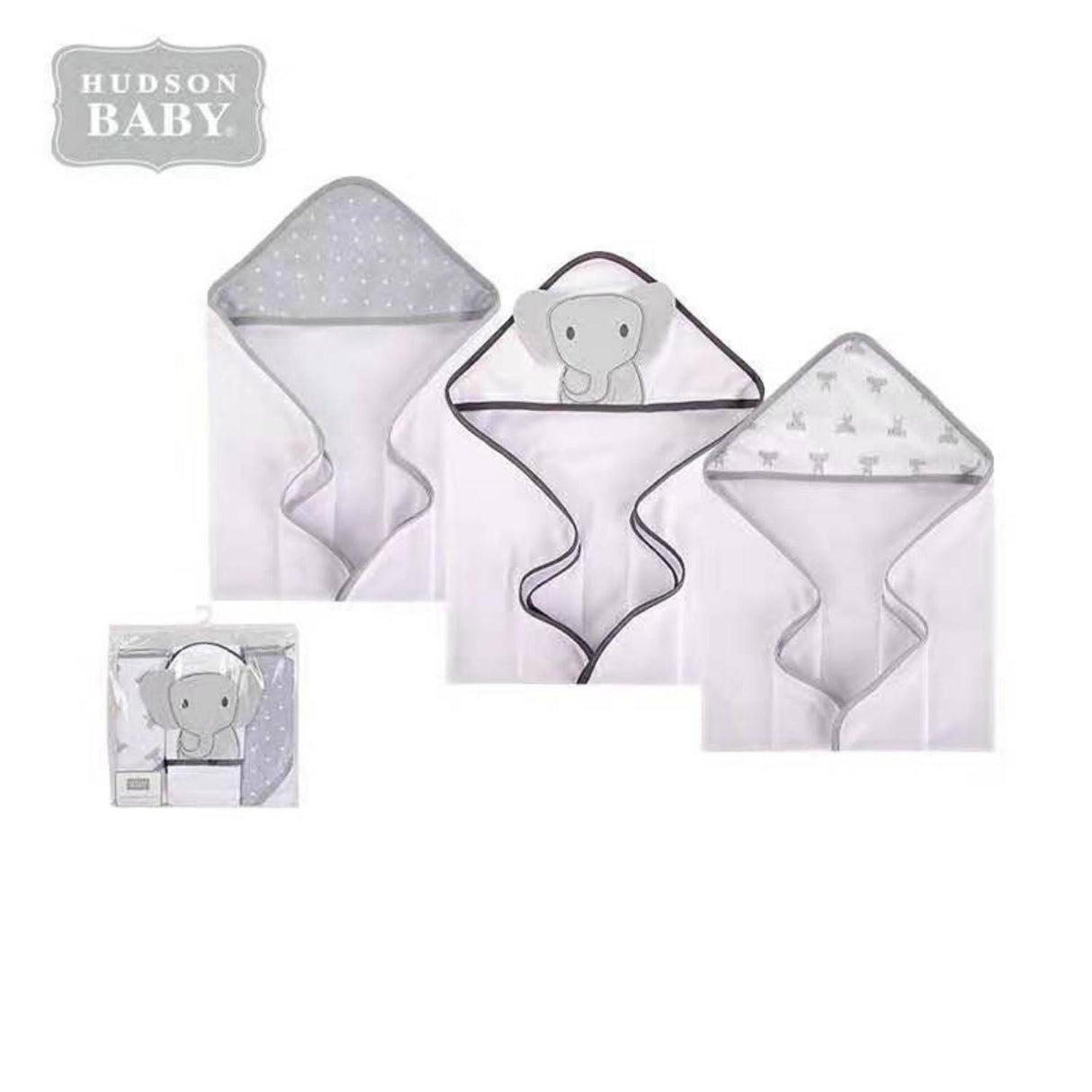 Hudson Baby Comfy Pack Of 3 Hooded Towel