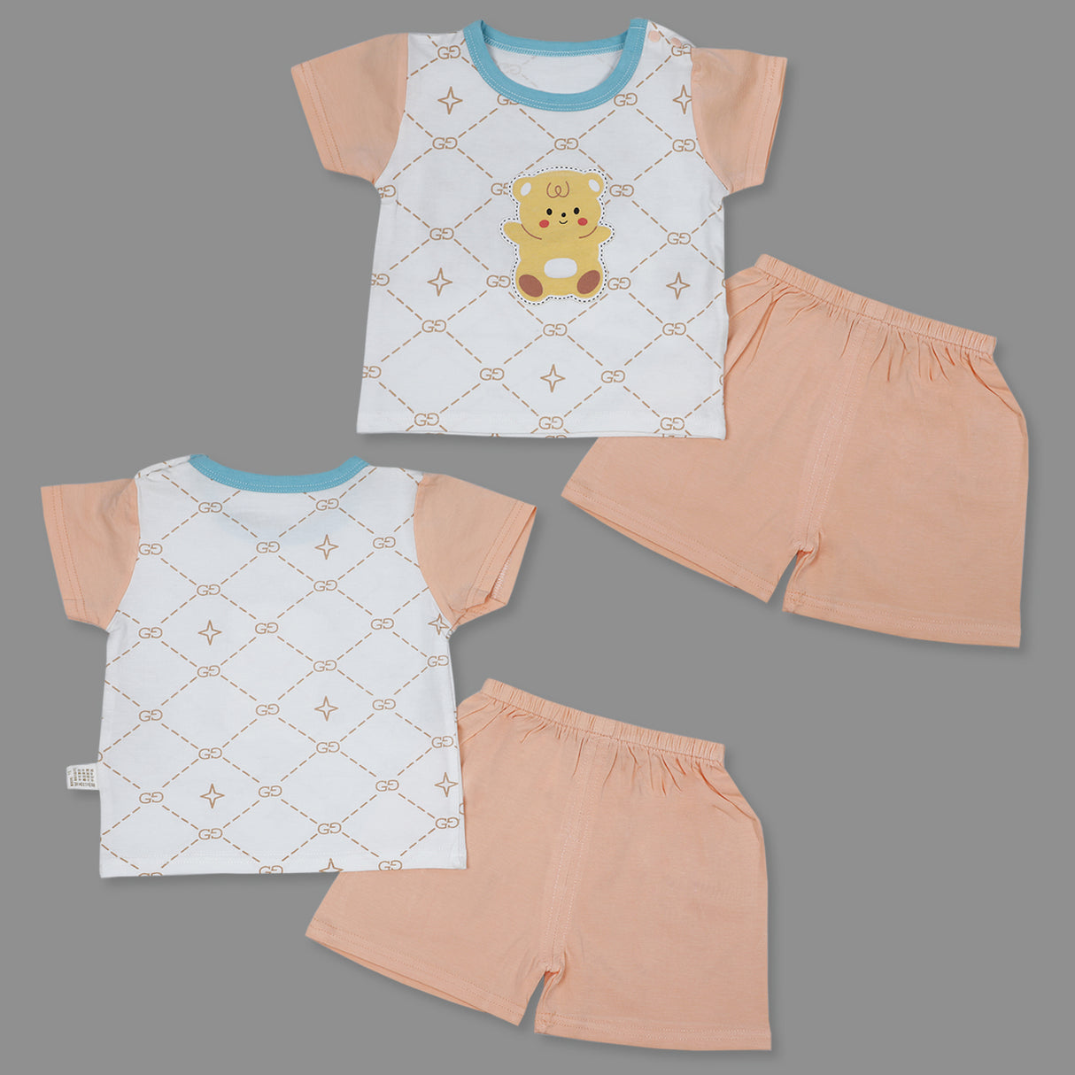 Cute Teddy Infant Half Sleeve Top And Bottom Baba Suit