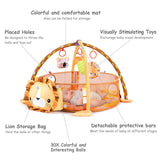 Baby Moo Lion Infant Play Mat Activity Gym With Hanging Toys And Balls Yellow