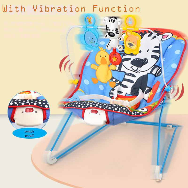 Baby Moo Jungle Friends Soothing Vibrations Bouncer Rocker With Musical Hanging Toys Blue