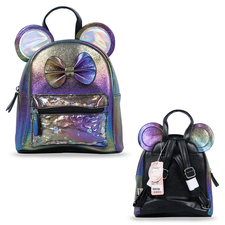 Trendy Shinny Bow Girls Backpack Bag