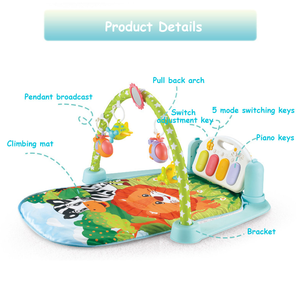 Baby Moo Fun In The Jungle Multicolour Piano Activity Gym