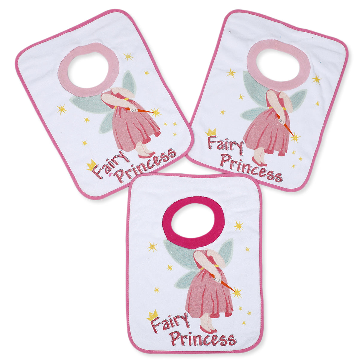 Fairy Princess Pack Of 3 Cotton Bibs