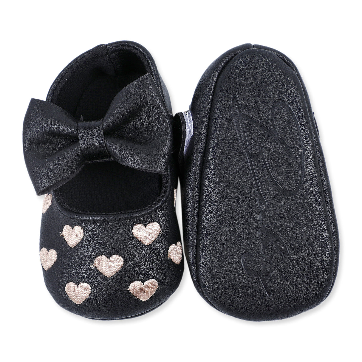 Shiny Heart Girls Anti-Skid Ballerina Booties