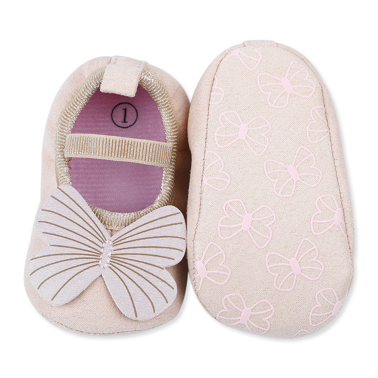 Shiny Butterfly Girls Anti-Skid Ballerina Booties