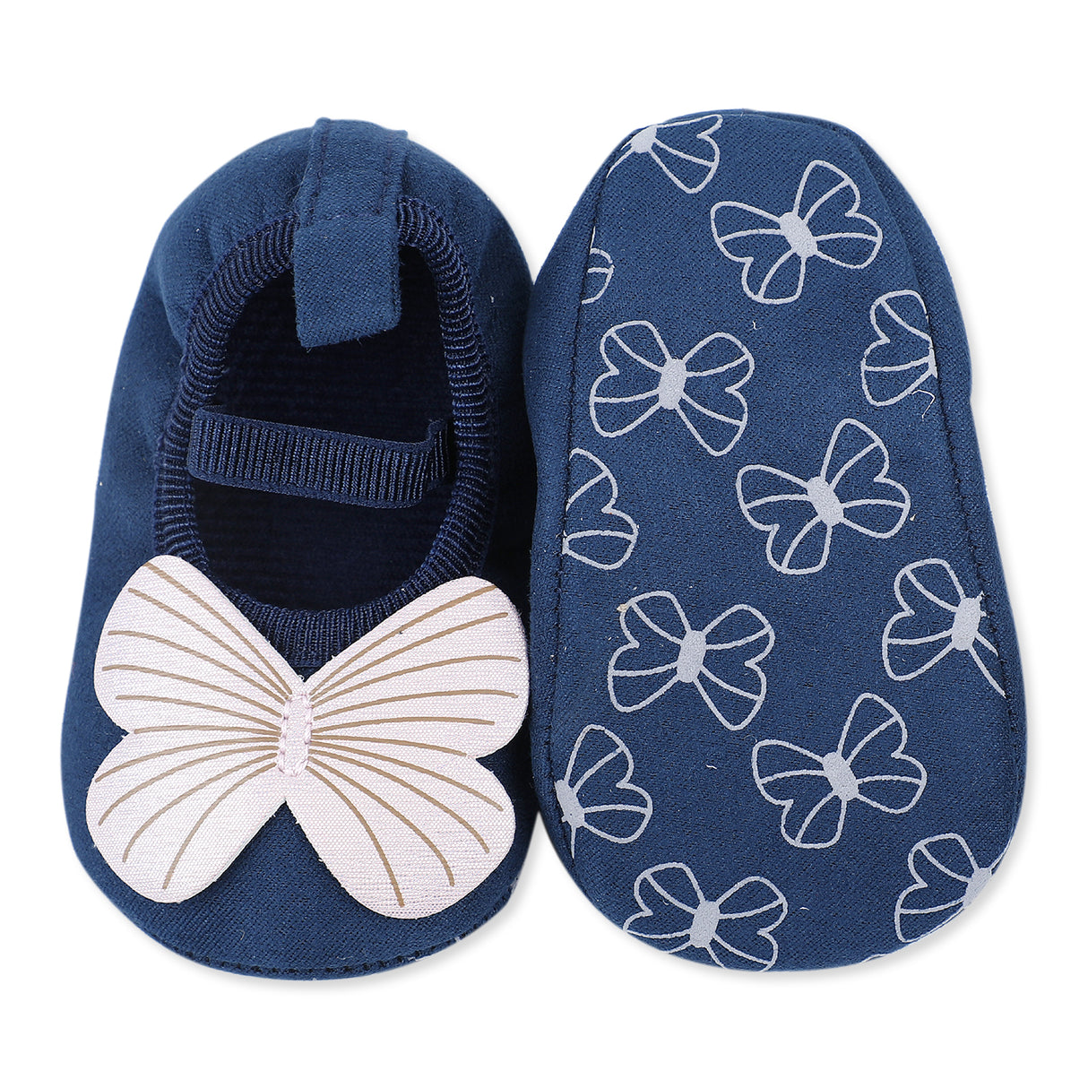 Shiny Butterfly Girls Anti-Skid Ballerina Booties