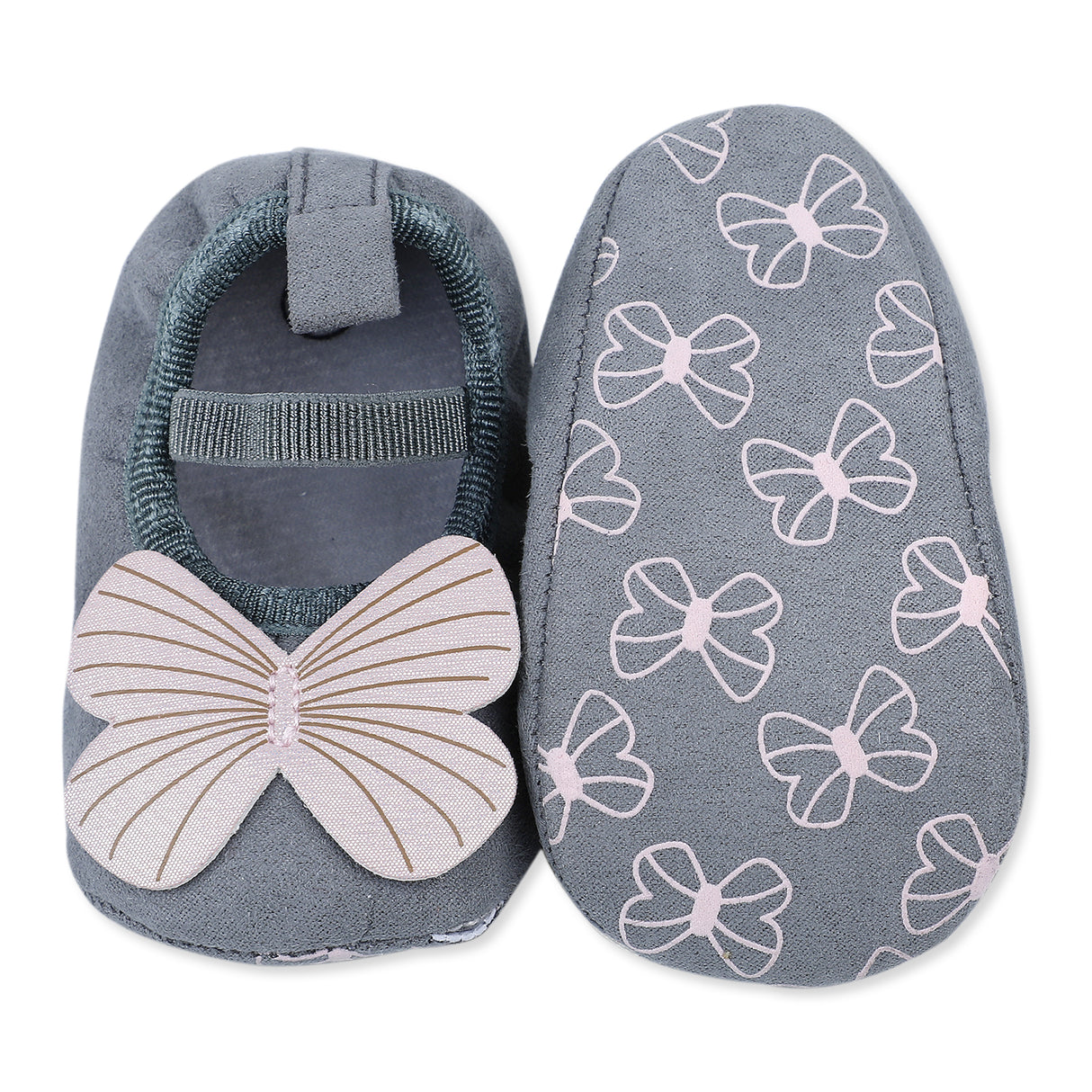 Shiny Butterfly Girls Anti-Skid Ballerina Booties