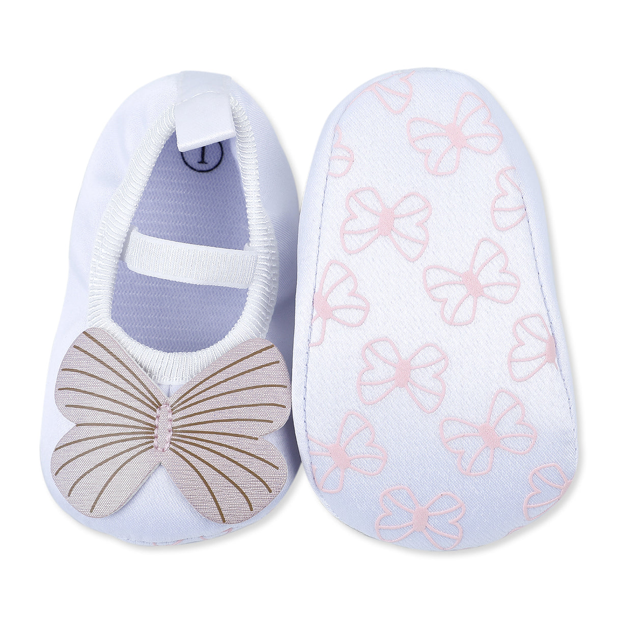 Shiny Butterfly Girls Anti-Skid Ballerina Booties