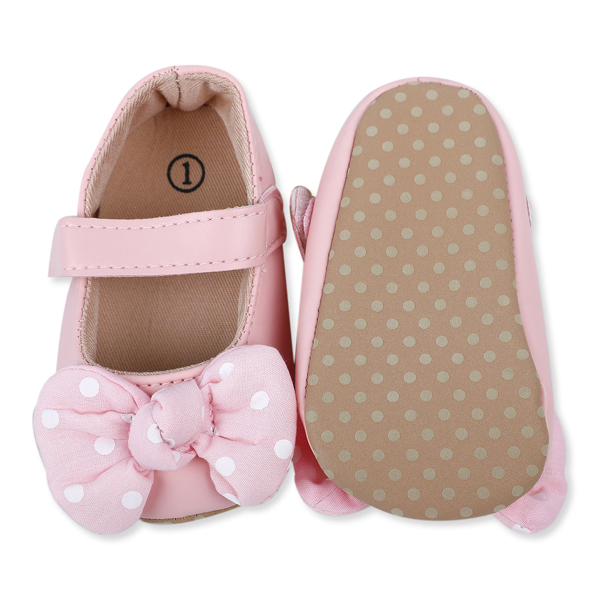 Dotted Bow Girls Anti-Skid Ballerina Booties