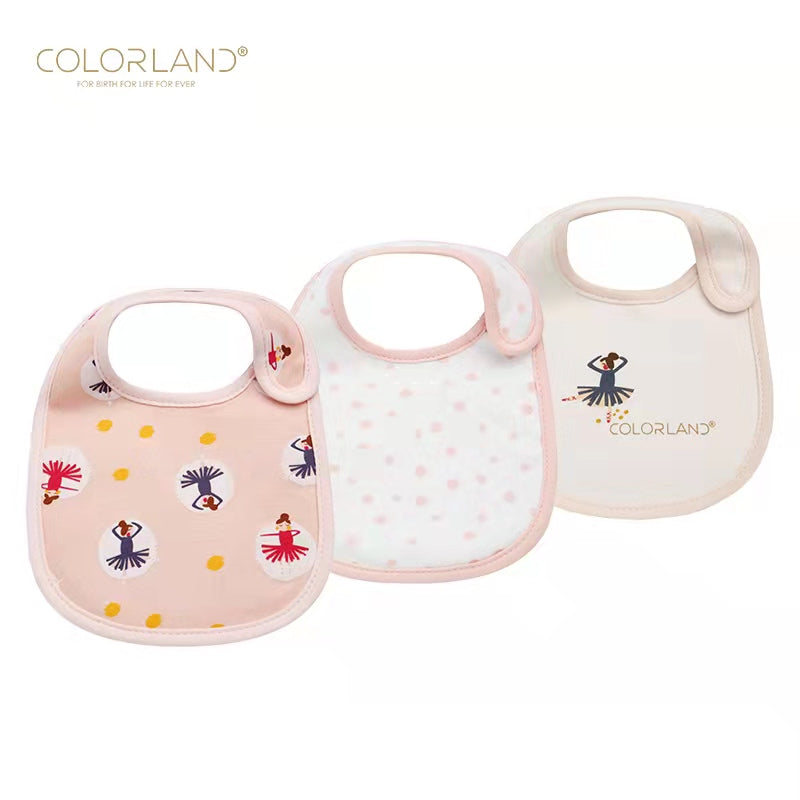 ColourLand Adorable And Absorbent Pack Of 3 Waterproof Cotton Bibs