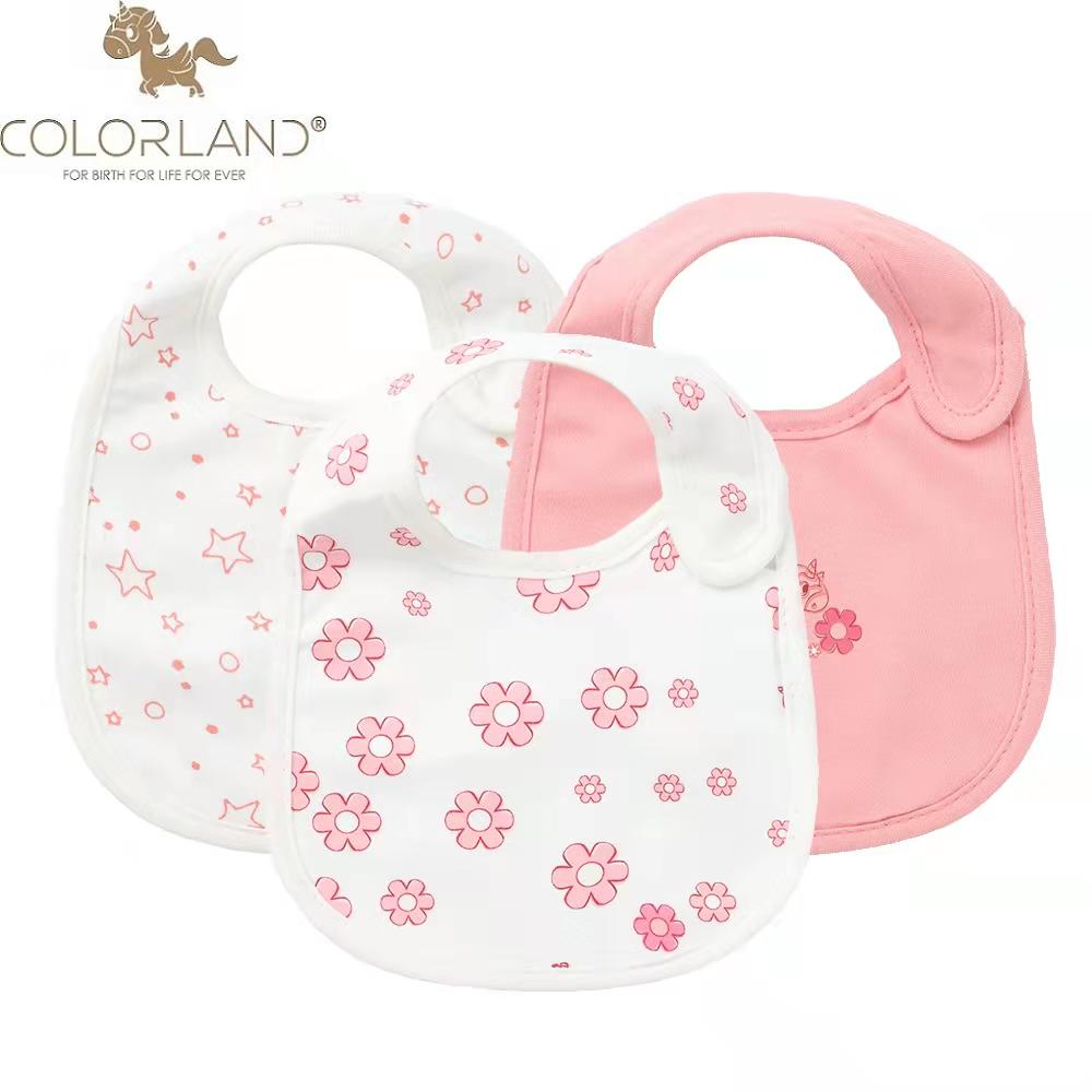 ColourLand Adorable And Absorbent Pack Of 3 Waterproof Cotton Bibs