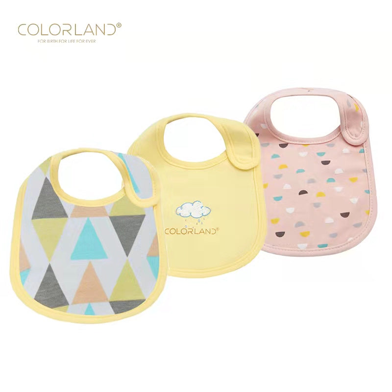 ColourLand Adorable And Absorbent Pack Of 3 Waterproof Cotton Bibs