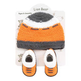 Lion Bear Cap And Booties Gift Set Soft Knitted
