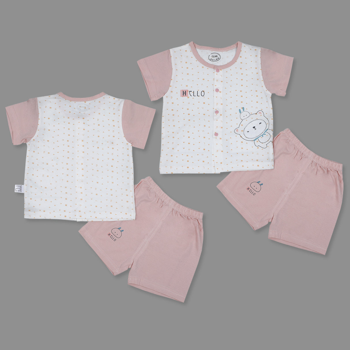 Kitty Infant Half Sleeve Top And Bottom Baba Suit