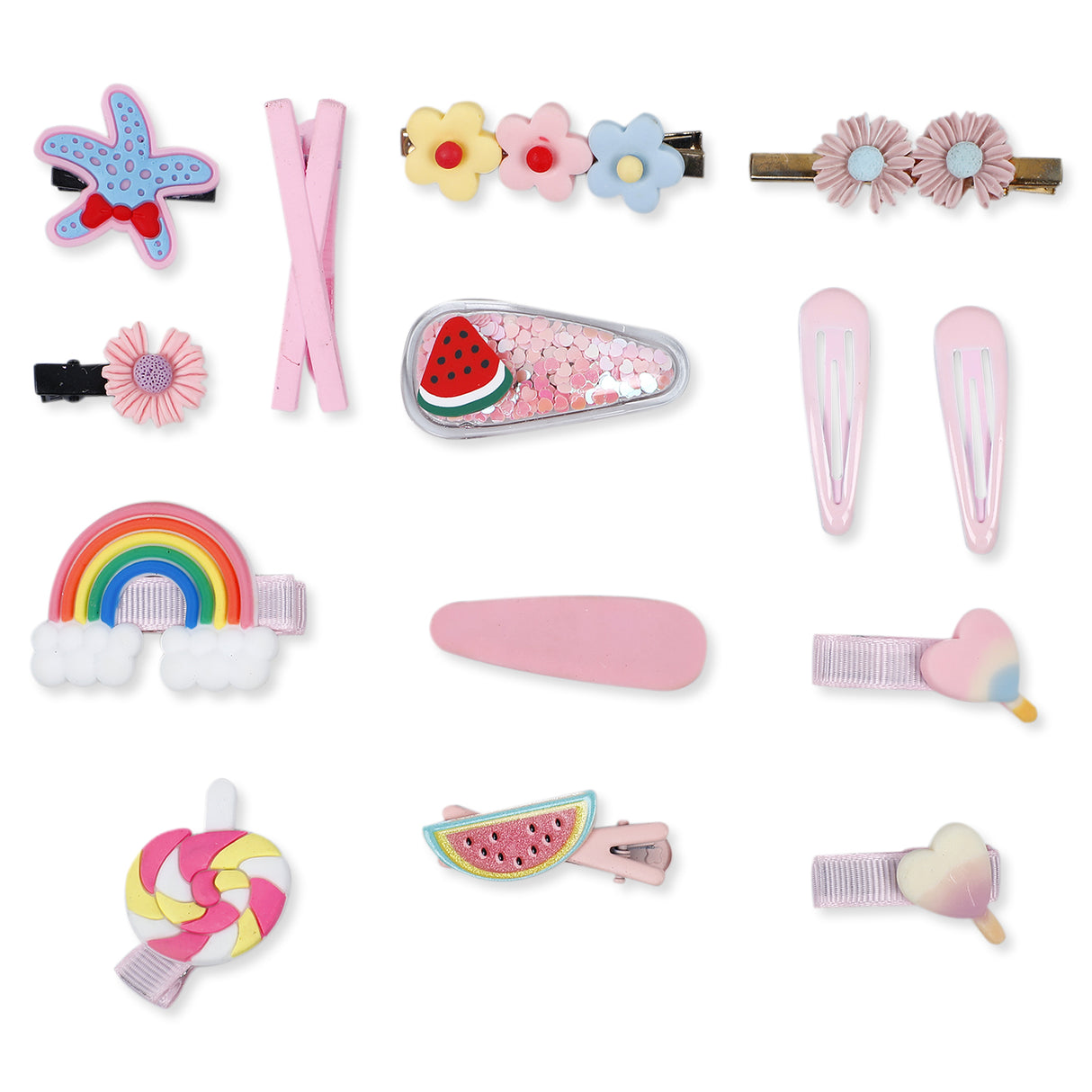 Charming Colourful Girls 12 Pcs Hair Clips